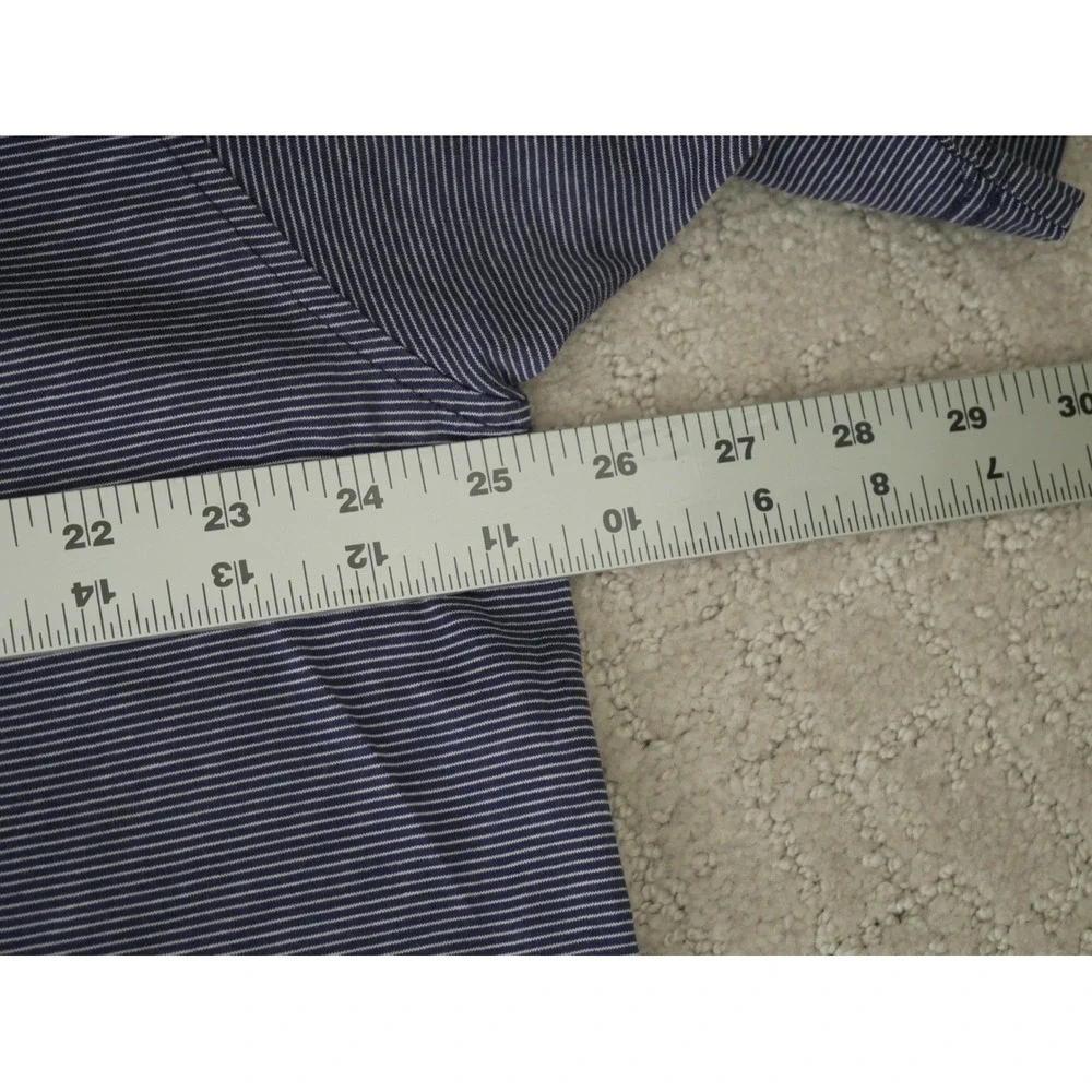 Peter Millar Mens XL Navy Blue White Striped Cotton Polo PCG‎ Crest Golf Shirt